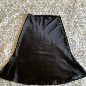 Black Satin Midi Skirt